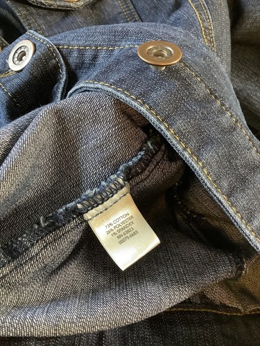 Christopher Banks Denim Jean Jacket Stretch Dark Wash Button Up Pockets Large - Picture 6 of 6