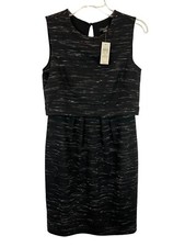 Ann Taylor Black Layered Knit Dress  Size 2  NWT $98  Officecore Church Dinner
