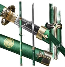 Green Ninja Saber Battle Knife T10Steel Clay Tempered Japanese Dao Sword Katana 