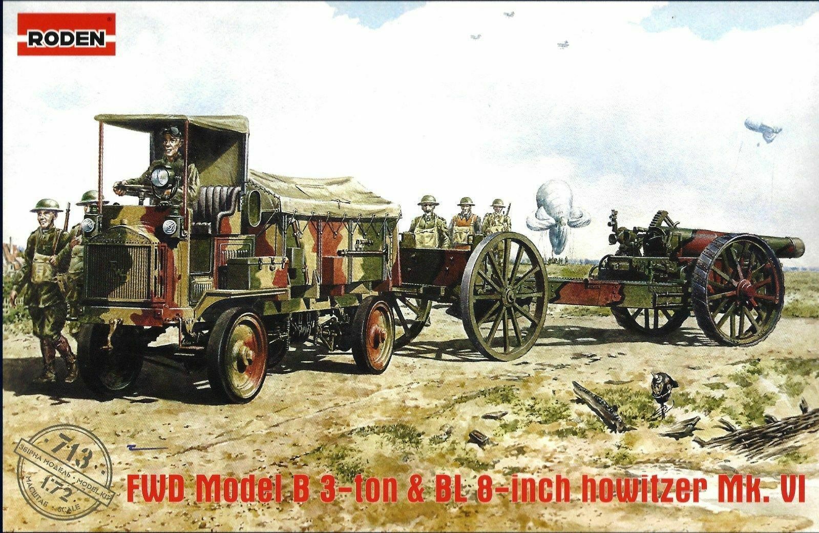 Roden 713 1:72nd scale FWD Model B 3 Ton & BL 8-Inch howitzer Mk.VI