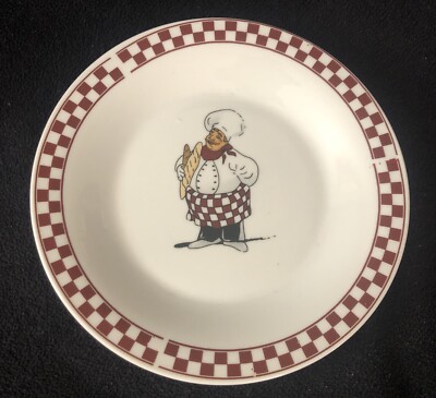 Alco Red Checks With Chef Print 7 1/8  Salad Or Snack Plates Set Of 4