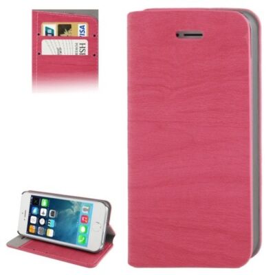 Handy Hülle Schutz Case Cover Schale Bumper für Apple iPhone SE Wood Optik Pink