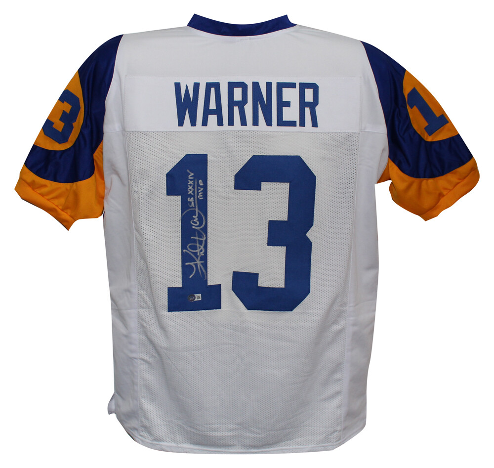 Kurt Warner Autographed Signed Pro Style White Xl Jersey Sb MVP Beckett 
