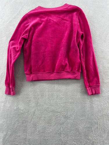 Vintage Sweater Girls Sz 14 Hot Pink V Neck Velour - Picture 5 of 6