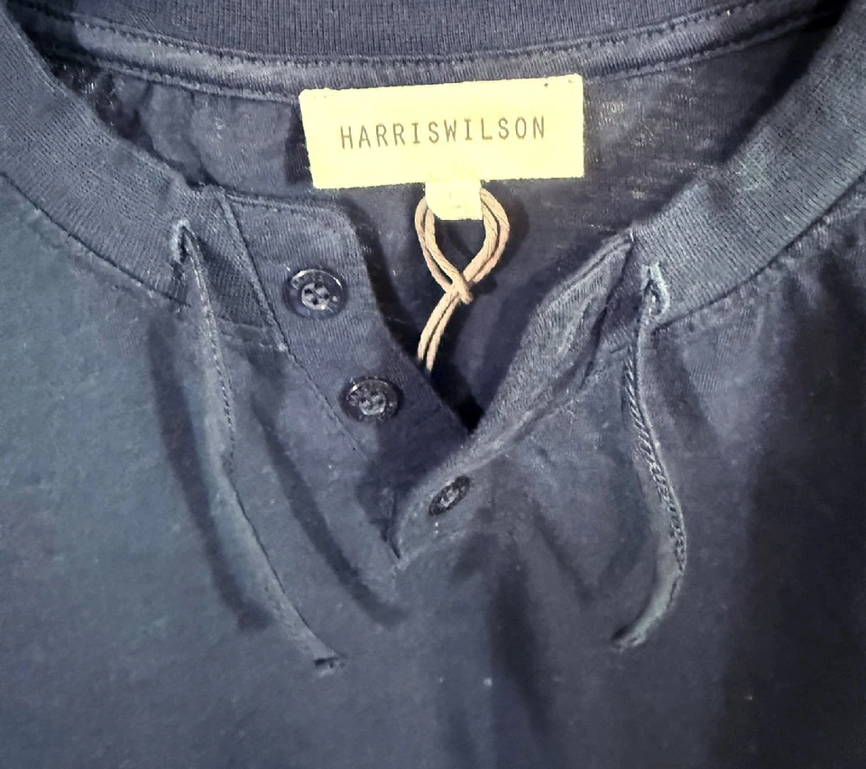 HARRIS WILSON Tee shirt homme col tunisien manches longues bleu marine Nateo - Photo 4/4