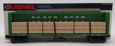 Lionel 6-16371 O Gauge Burlington Northern I-Beam Flat Car #16371 w/Wood Load