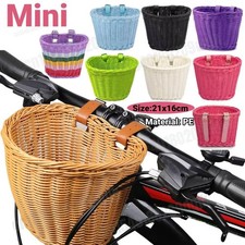 Retro Bike Basket Wicker Woven Bicycle Front Basket Handlebar Storage Basket