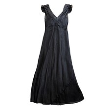 1960s Vintage Black Chiffon Nightgown, Lace Trim, Sheer Lingerie