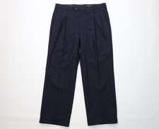 Vtg 70s Streetwear Mens 36x29 Worsted Wool Cuffed Wide Leg Chino Pants Blue USA