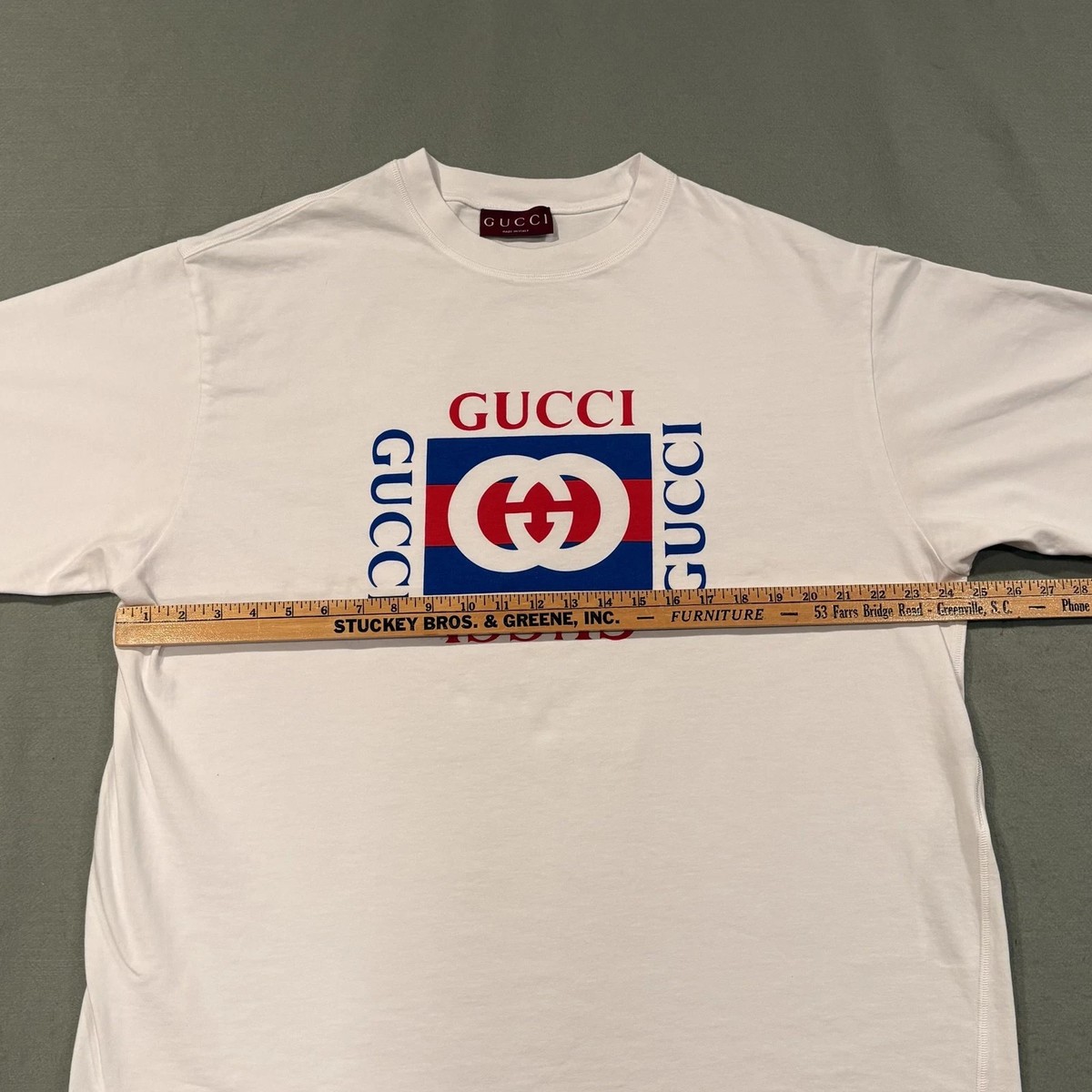 Vintage Gucci Interlocking G Logo T-Shirt Mens XXL White Luxury