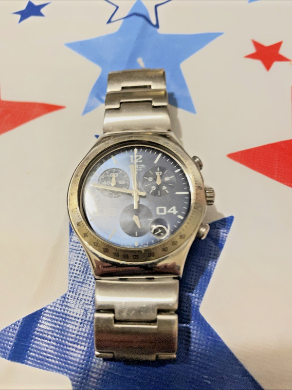 Swatch Irony Chrono Stanless Steel AG 2002- 40MMUsed  Blue Dial-Working