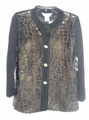 Exclusively Misook Women s Brown Black Cardigan M