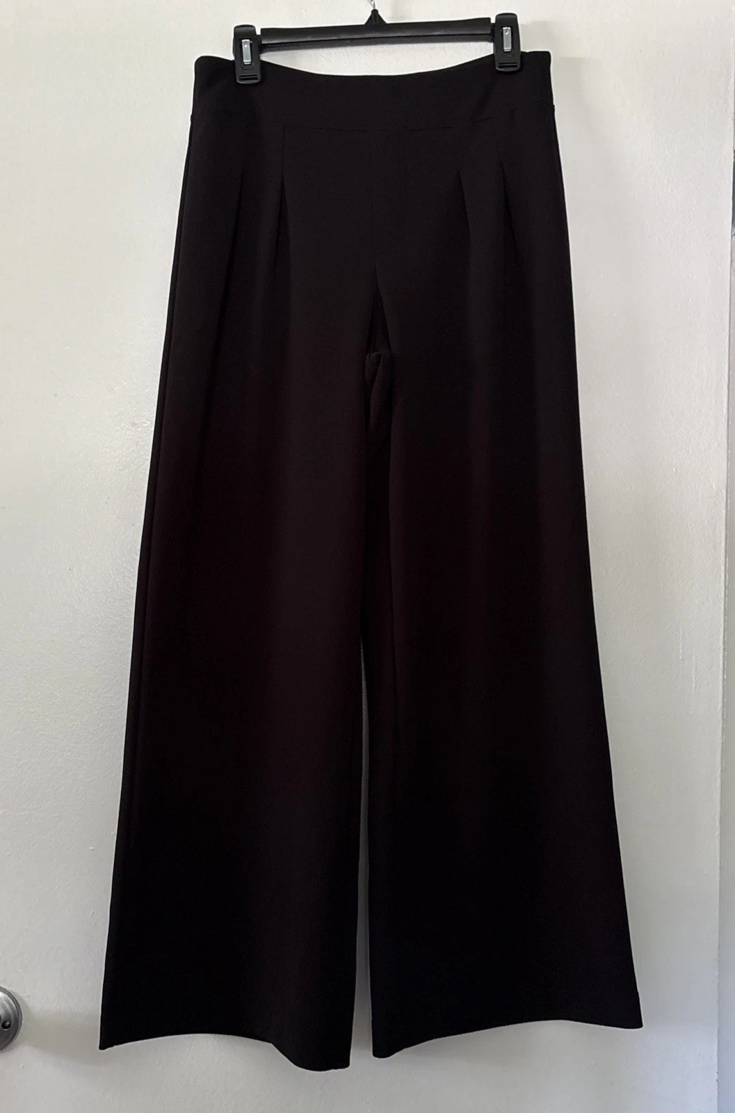 Rewash Dress Pants Womens L 9/11 Black Pleated Front High Rise Wide Flare Leg