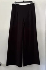 Rewash Dress Pants Womens L 9/11 Black Pleated Front High Rise Wide Flare Leg