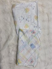 Vintage Yellow Pastel Animals crib sheet Fabric Baby Bed Bedding Lambs Bears