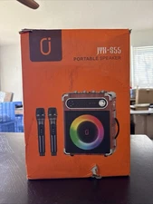 JYX Portable Karaoke Speaker JYX-S55 w/ 2 Wireless Mics LED TWS USB AUX FM REC