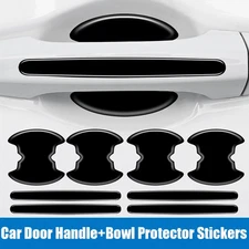 8Pcs Black Car Door Handle Bowl Anti-Scratch Sticker Protector Cover Trims Parts