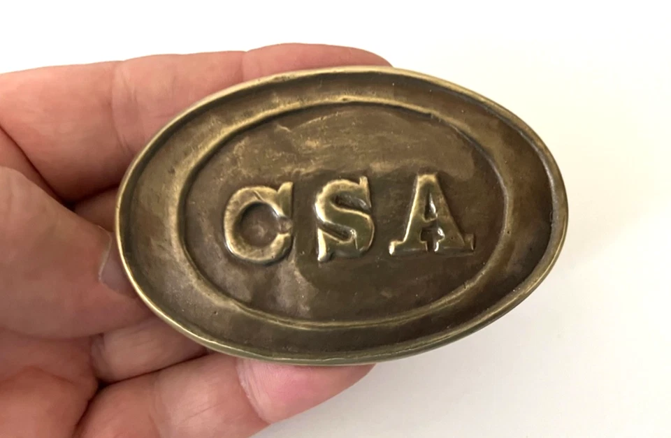 Placa de cinturón CSA de la Guerra Civil 1861-1865 reproducción perejil de latón macizo Foto 2 de 4