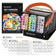 60 Color Dual Tip Alcohol Marker Set with Blender and Case for Art or Sketching