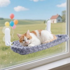 SMOUATOU Cat Window Perch, Cordless Foldable one size, Grey,Cotton Binding