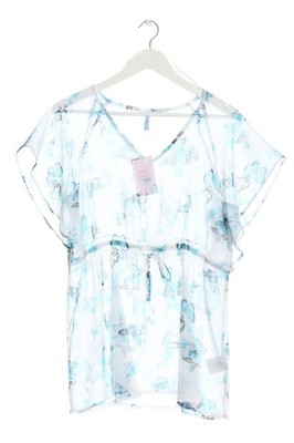 MB MULTIBLU Transparenz-Bluse Damen Bluse Gr. DE 38 blau-weiß Casual-Look