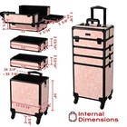 Byootique Rolling Makeup Train Case Trolley w/ Cube Case Cosmetic Organizer Pink — photo 4