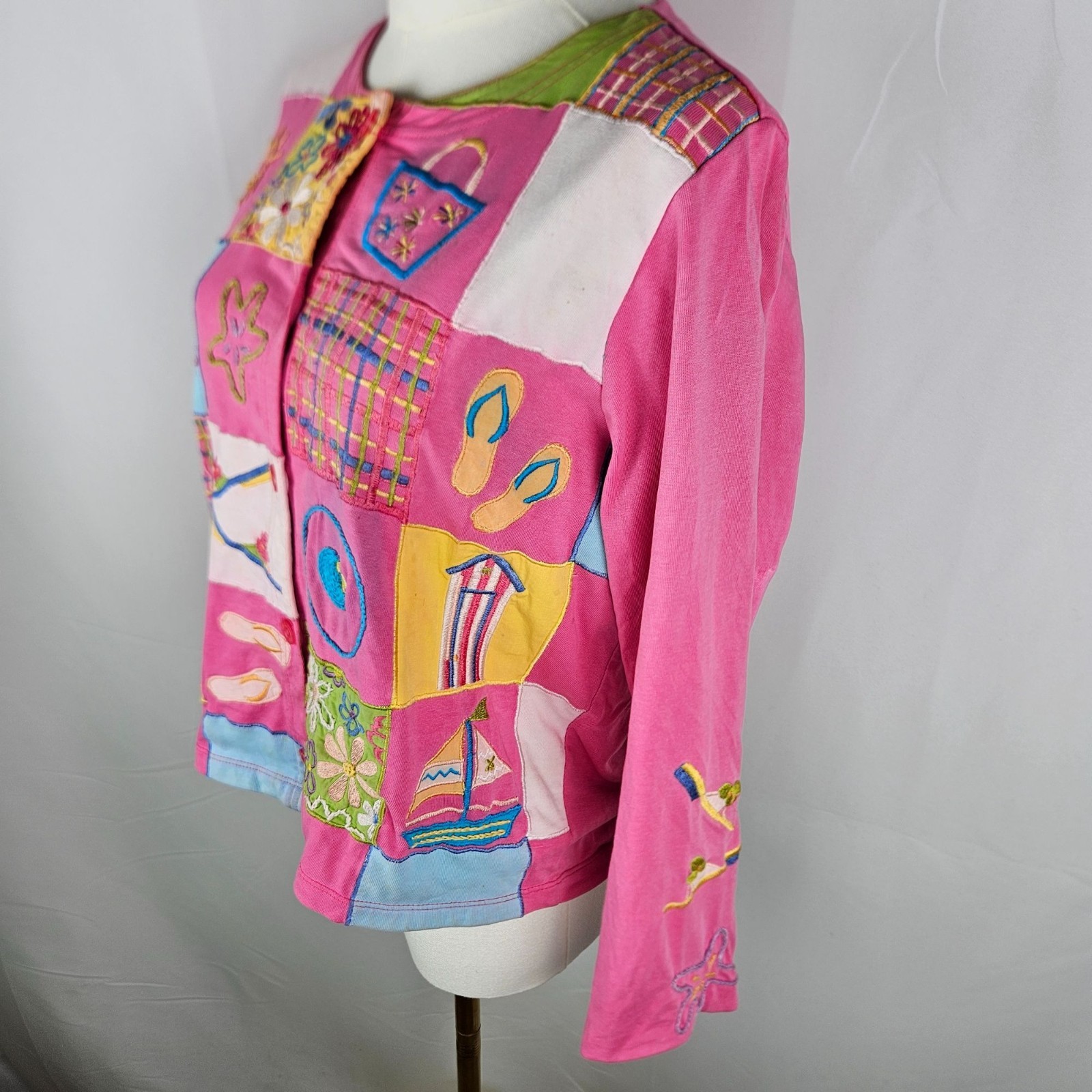 Michael Simon Embroidered Patchwork Cardigan Smal… - image 4