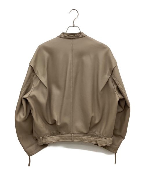 Ameri                    faux leather jacket beig… - image 2