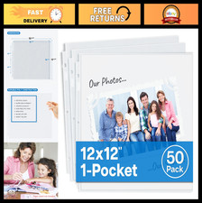 12x12 Scrapbook Refill Pages - 50 Pack for 3-Ring Binders, Photo Album Inserts