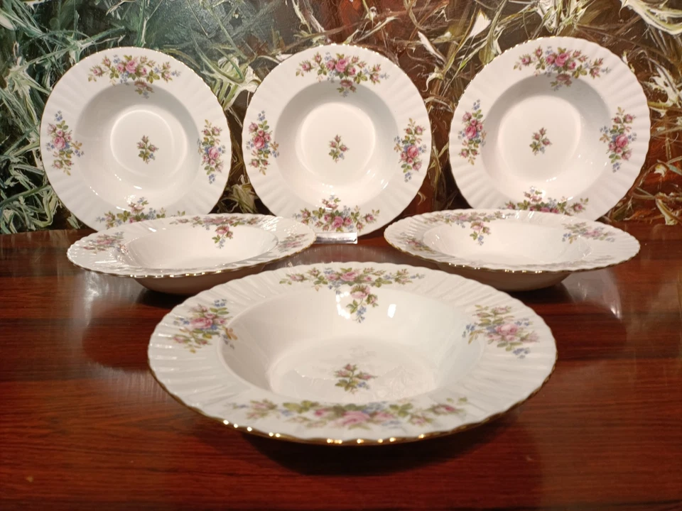 ROYAL ALBERT England MOSS ROSE - 6 edle Suppenteller Ø 24cm - Bild 1 von 4