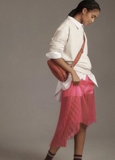 NWT Anthropologie Sunburst Pleated Sheer MIDI Skirt Size XL