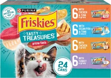Purina Friskies Wet Cat Food Variety Pack, Tasty Treasures Prime Filets (With Ch