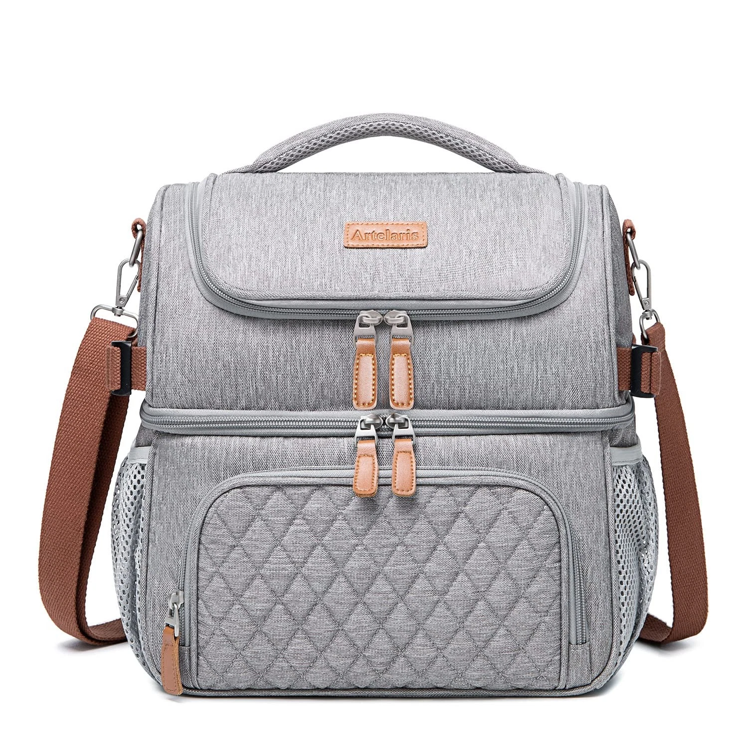 Lunch Bag for Men Women, Large Double Deck Lunch Box Tote for Work, Dual Comp...