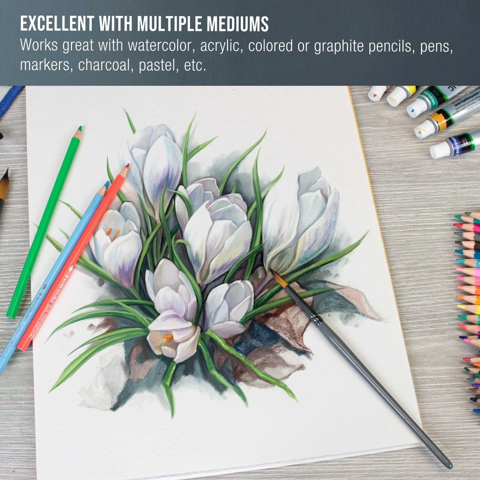 Бумажные подушечки для акварели 9 x 12 дюймов, 2 прокладки, 24 листа каждая, 90 фунтов 190 г/см - Изображение 4 из 4