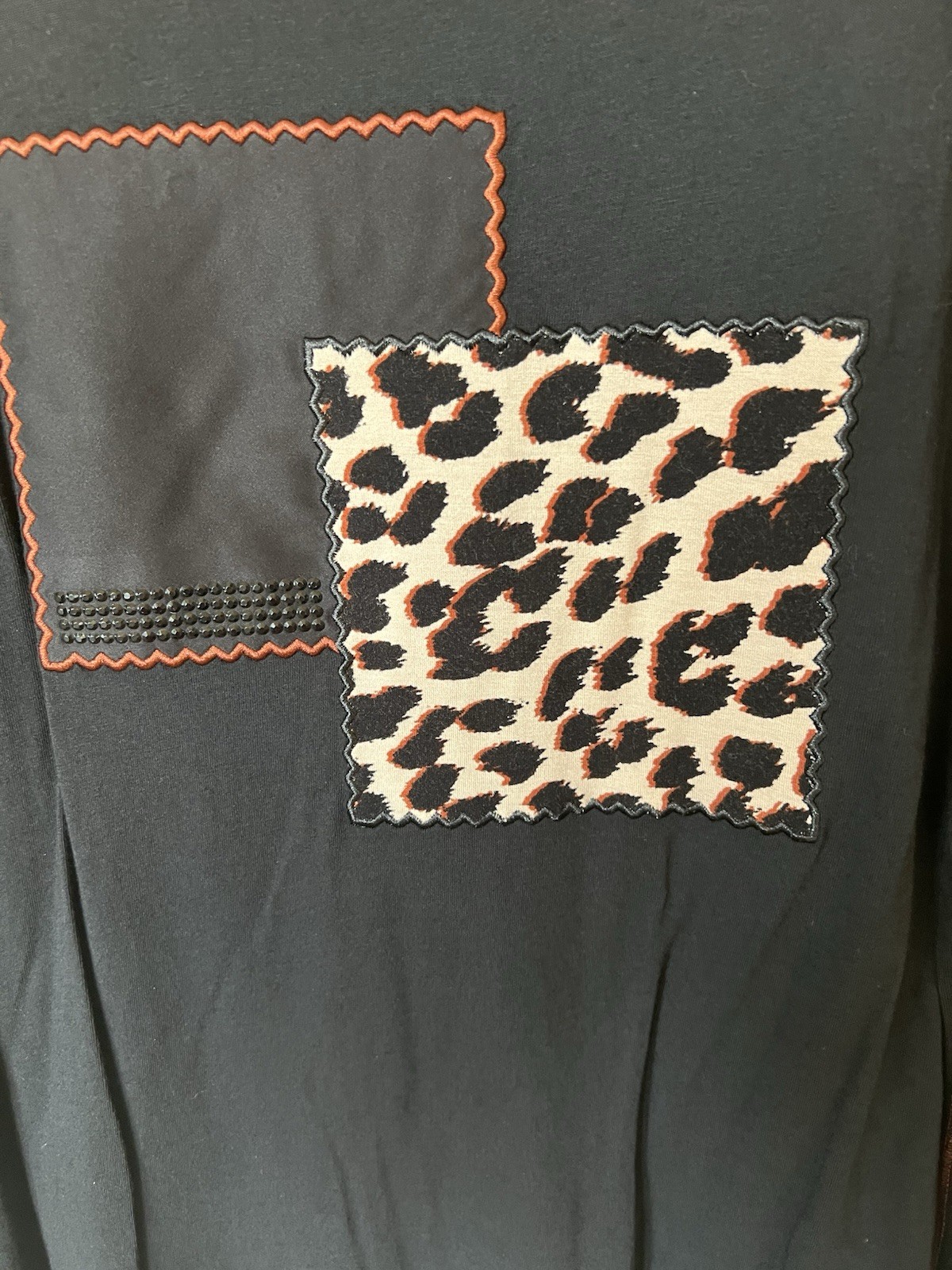 Chico's Black Top with Leopard Patch - image 5