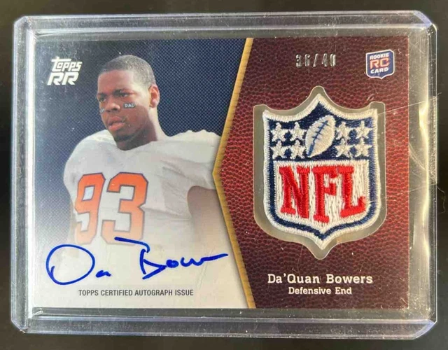 2011 Topps Rising Rookies Da Quan Bowers NFL Shield Patch Auto RC Rookie #/40