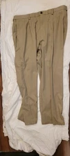 Haggar Men's Dress Pants Cool 18 Pro 40x31 Beige Pleated Front