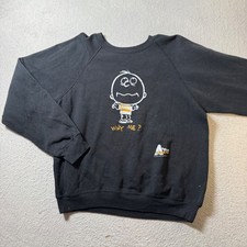 Lee Sweatshirt Mens L Black Good 1995 Attitude Dude Why Me Vintage Made in USA