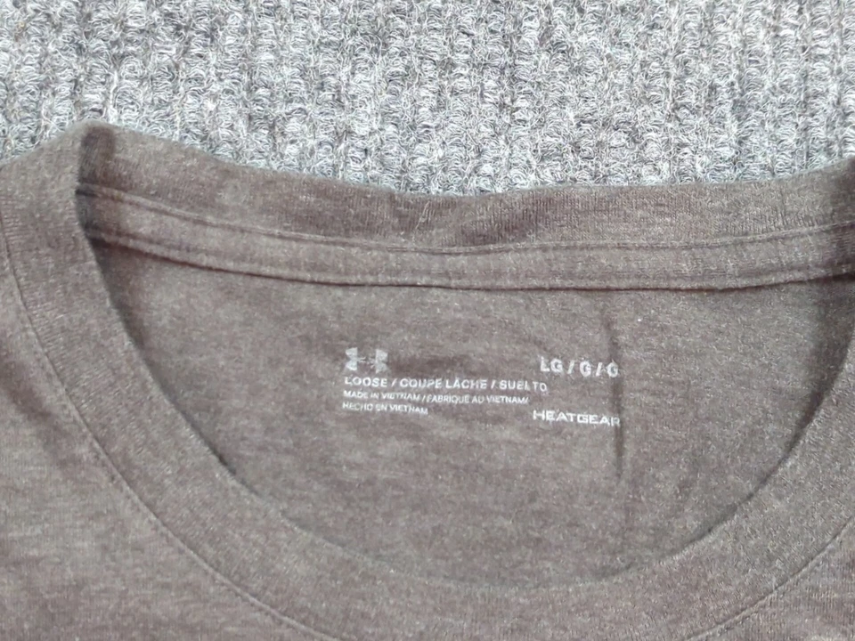Under Armour Shirt Mens Large Brown T-shirt Heat Gear Loose Fit Long Sleeve - Image 3 of 4