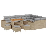 Garten Sofa Set 13-Teilig Mit Kissen Beige Hellgrau Sitzgruppe Balkon Terrasse