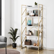 Shintenchi 5 Tiers Bookshelf, Classically Tall Bookcase Shelf,Industrial Book Ra