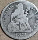 1875-CC Seated Liberty Dime 10C Silver Business Strike Carson City Circulated.
