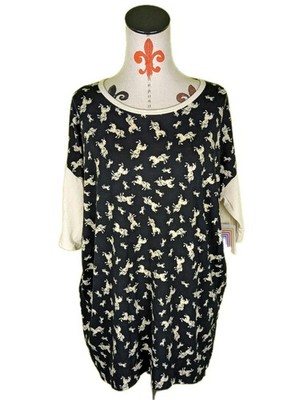 LuLaRoe Irma Women s Sz S Loose Top Tunic Unicorn Print Black Cream White NWT 