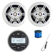 JBL PRV-175 Marine Gauge Style BT Receiver, 2x 6.5" 240W Speaker w/Wire, Antenna
