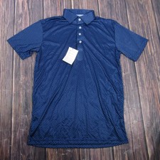Collars  Co Polo Shirt Mens Medium Blue Polka Dot Dress Collar Golf Top