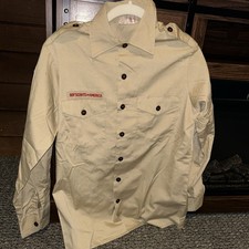 Boy Scout BSA UNIFORM SHIRT Men s Small Long Sleeve Tan V38