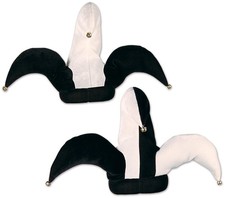 Plush Black White Jester Hats for Halloween - Beistle