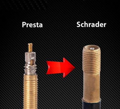  2x Fahrrad Ventiladapter Presta zu Schrader Ventil Adapter (Autoventil) Alu