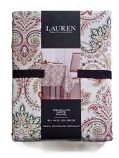 Lauren Ralph Lauren Tablecloth Christmas Holiday Paisley 60 x 144" Cotton New