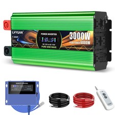 3000 Watt Pure Sine Wave Inverter, DC 12V to 120V AC Power Inverter for Vehic...